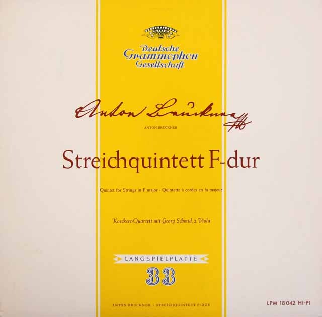 ケッケルト四重奏団らのブルックナー/弦楽五重奏曲　独DGG　3607　LP レコード