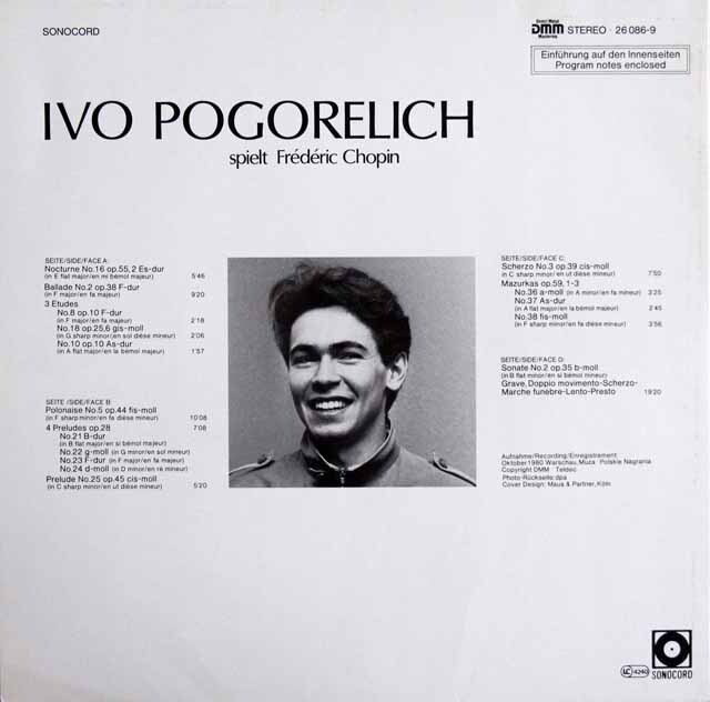 LP レコード ポゴレリチ、ショパンを弾く 独SONOCORD 3607