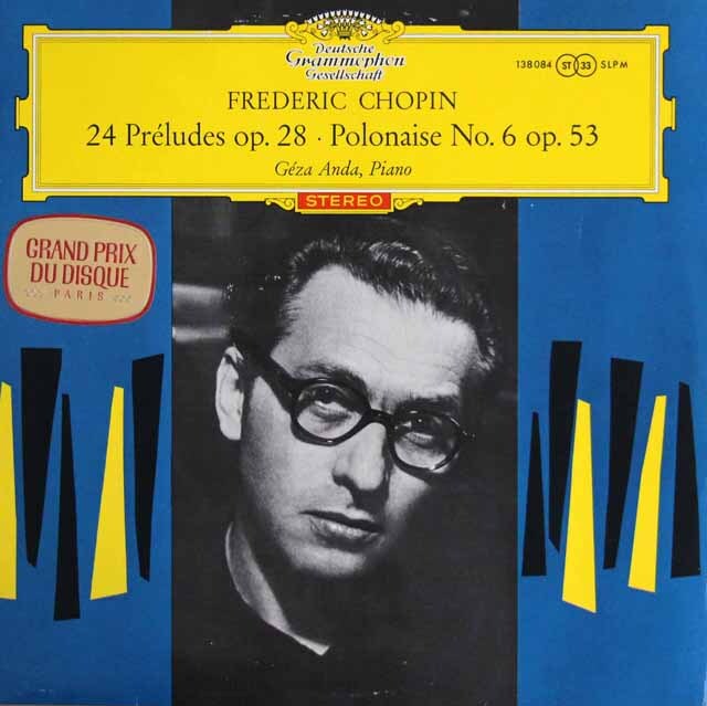 【赤ステレオ/独最初期盤】　アンダのショパン/「24の前奏曲」ほか　独DGG　3608　LP レコード