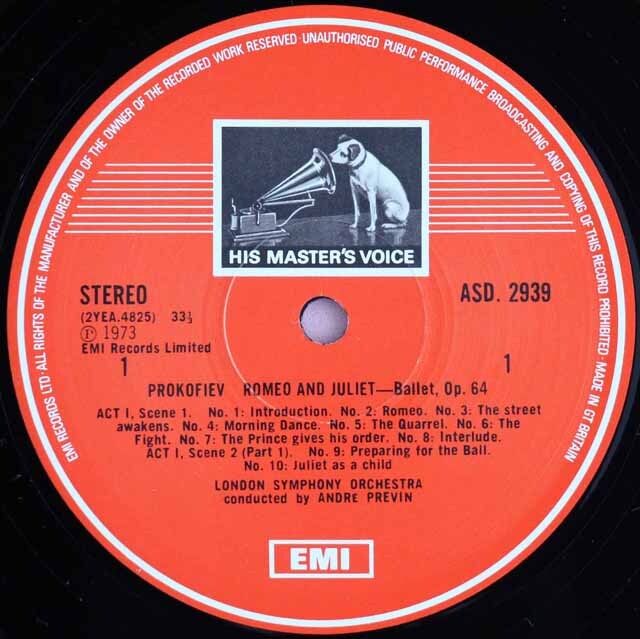 LP レコード オリジナル盤 プレヴィンのプロコフィエフ/「ロメオ