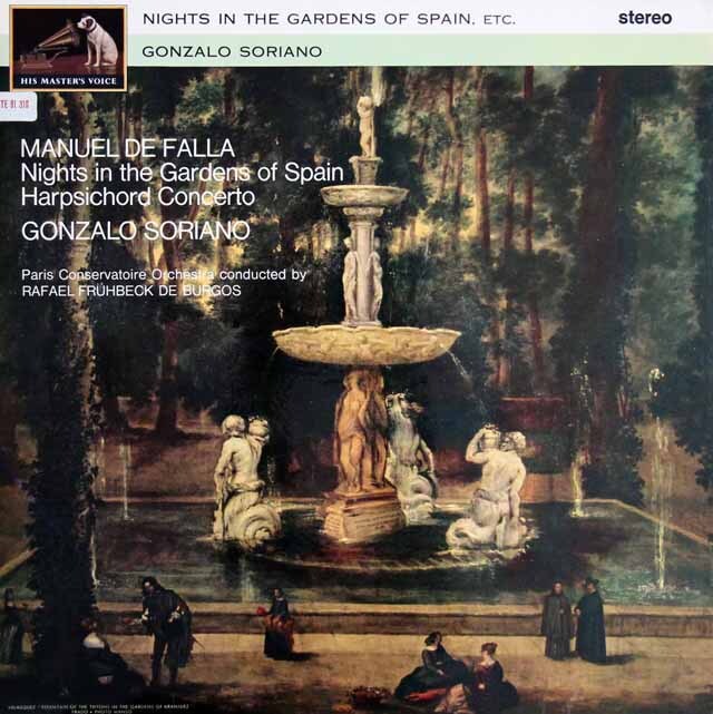 ソリアーノ、ブルゴスのファリャ/「スペインの庭の夜」、ハープシコード協奏曲　英HMV　3609　LP レコード