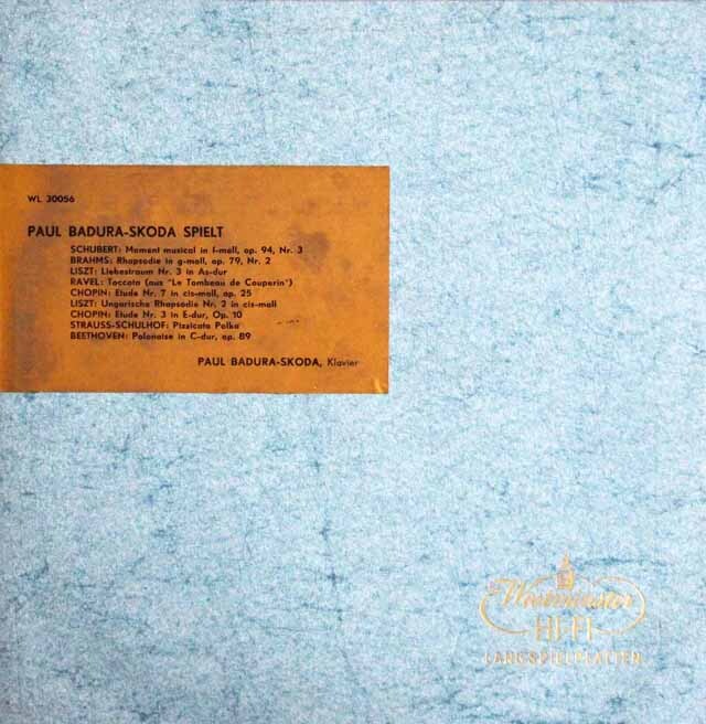 スコダのシューベルト、ブラームス、リストほか/ピアノ作品集　墺Westminster　3609　LP レコード