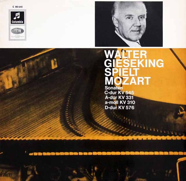 ギーゼキングのモーツァルト/ピアノソナタ第16、18、8、11番「トルコ行進曲つき」　独Columbia　3609　LP レコード