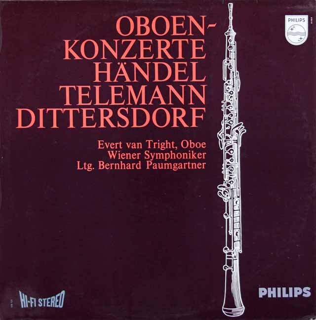 トライト、パウムガルトナーのヘンデル、テレマン、ディッタースドルフ/オーボエ協奏曲集　蘭PHILIPS　3609　LP レコード