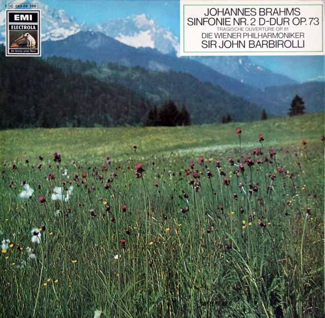 バルビローリのブラームス/交響曲第2番、悲劇的序曲　独EMI　3610　LP レコード