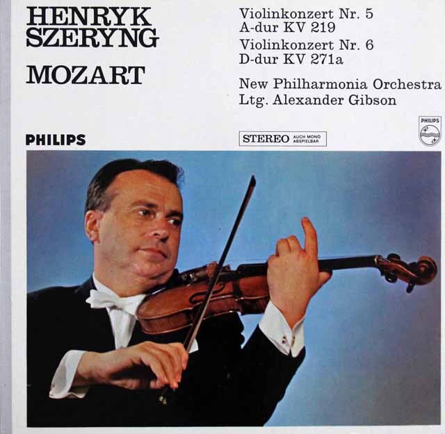 シェリング、ギブソンのモーツァルト/ヴァイオリン協奏曲第5番、第6番　蘭PHILIPS　3611　LP レコード