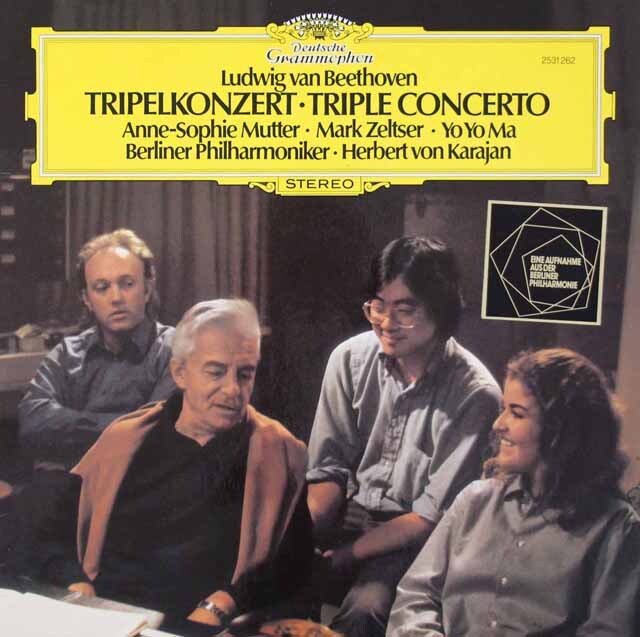 ゼルツァー、ヨーヨー・マ、ムター＆カラヤンのベートーヴェン/三重協奏曲　独DGG　3612　LP レコード