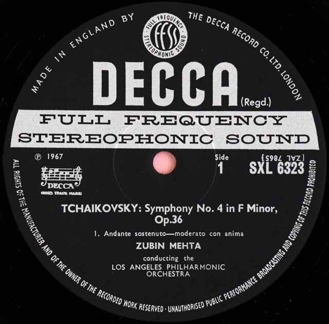 LP レコード オリジナル盤 メータのチャイコフスキー/交響曲第4番 英