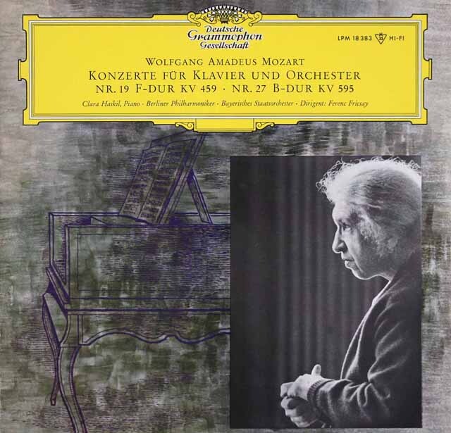 ハスキル、フリッチャイのモーツァルト/ピアノ協奏曲第19、27番　独DGG　3615　LP レコード