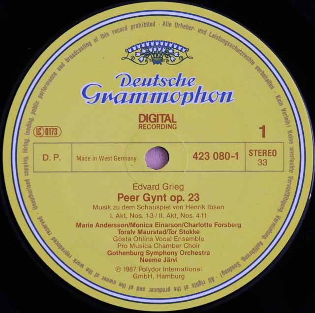 LP レコード ヤルヴィのグリーグ/劇音楽「ペール・ギュント