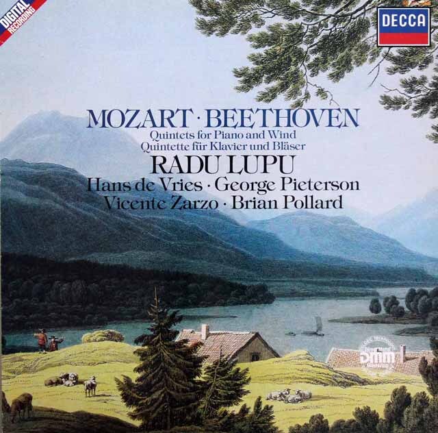 ルプーらのモーツァルト&ベートーヴェン/ピアノと管楽のための五重奏曲 　独DECCA　3618　LP レコード
