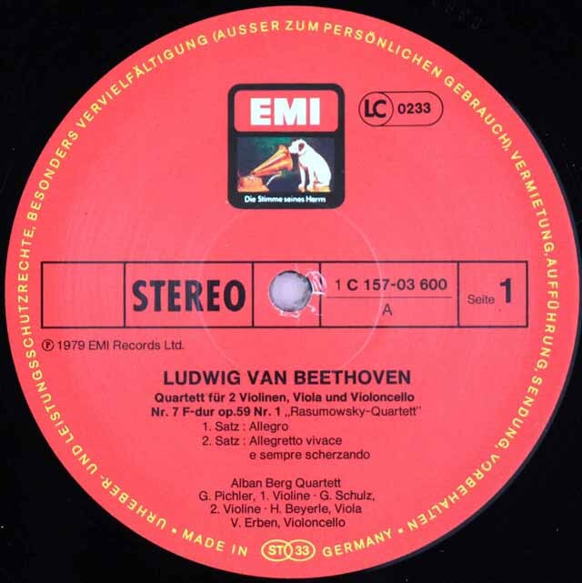 LP レコード アルバン・ベルク四重奏団のベートーヴェン/中期弦楽 