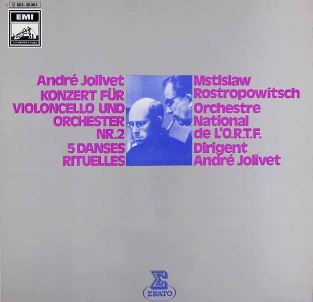 ロストロポーヴィチ、ジョリヴェのジョリヴェ/チェロ協奏曲第2番、5つの典礼舞曲　独EMI　3621　LP レコード