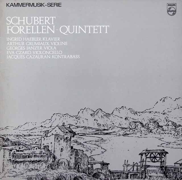 ヘブラー、グリュミオーらのシューベルト/ピアノ五重奏曲「鱒」　蘭PHILIPS　3621　LP レコード