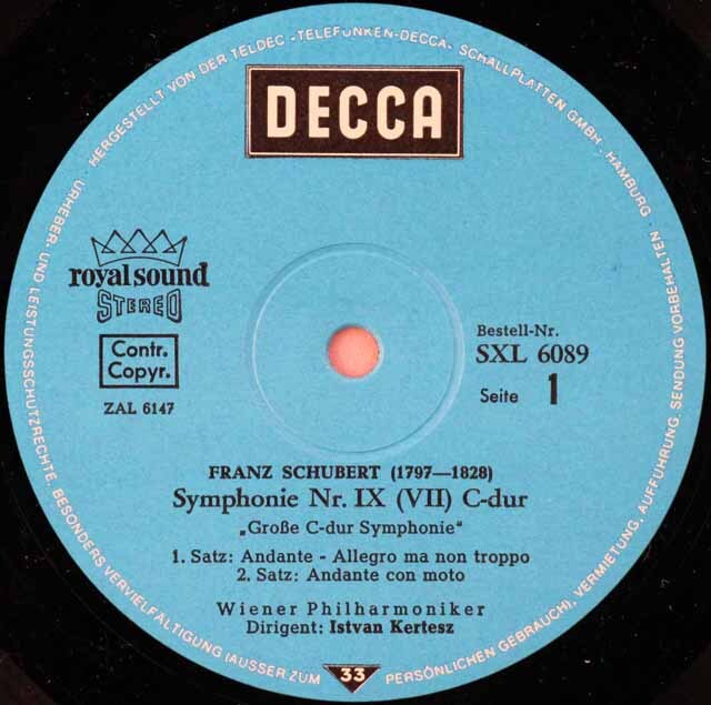 LP レコード ケルテスのシューベルト/交響曲第9番「ザ・グレート」 独