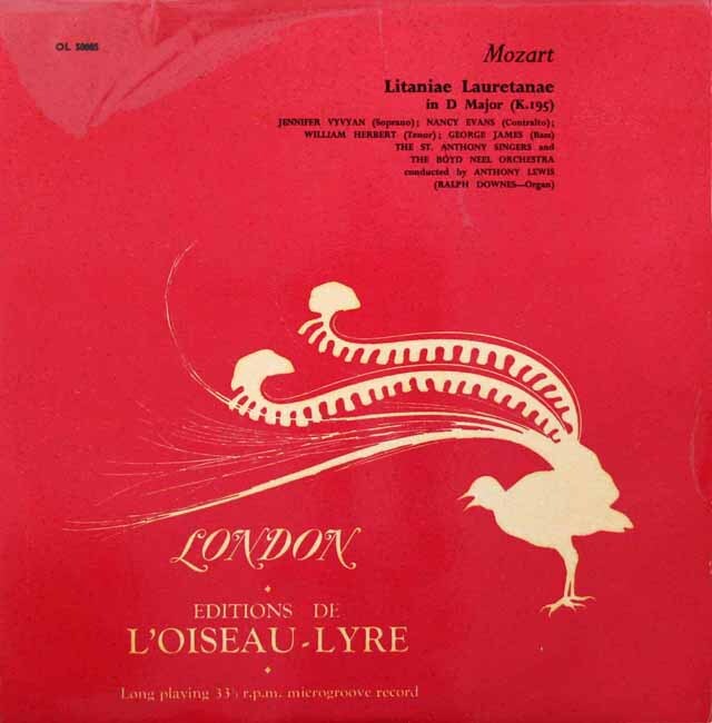 ルイスのモーツァルト/リタニア（聖母マリアの祝日のために）　英LONDON/L'OISEAU-LYRE　3621　LP レコード