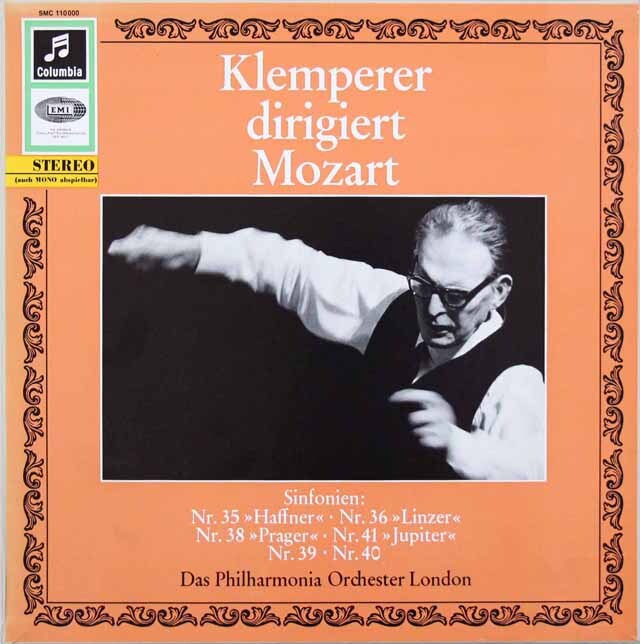 クレンペラーのモーツァルト/後期交響曲集　「ハフナー」「リンツ」「プラハ」「ジュピター」ほか　独Columbia　3621　LP レコード