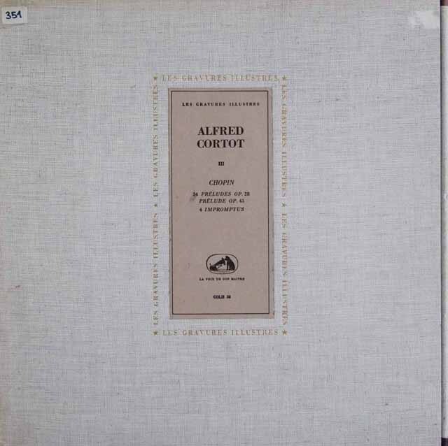コルトーのショパン/「24の前奏曲集」ほか　仏VSM　3622　LP レコード