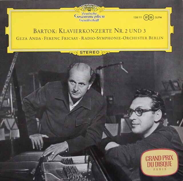アンダ＆フリッチャイのバルトーク/ピアノ協奏曲第2&3番　独DGG　3622　LP レコード