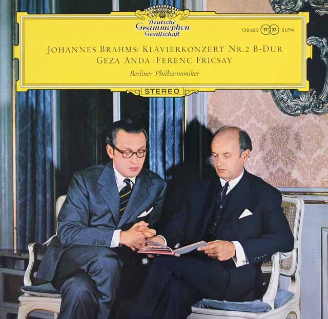 【独最初期盤】　アンダ、フリッチャイのブラームス/ピアノ協奏曲第2番　独DGG　3623　LP レコード