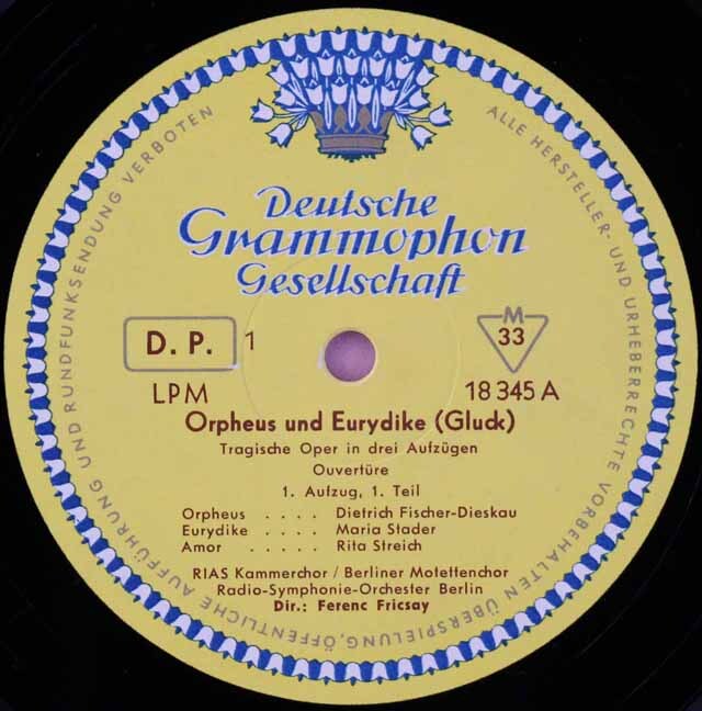 フリッチャイのグルック/「オルフェオとエウリディーチェ」全曲 独DGG 3623 LP レコード
