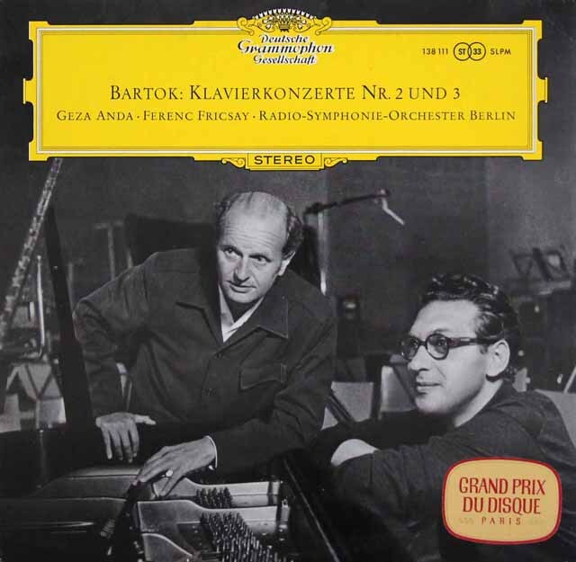 【独最初期盤】アンダ＆フリッチャイのバルトーク/ピアノ協奏曲第2、3番　独DGG　3624　LP レコード