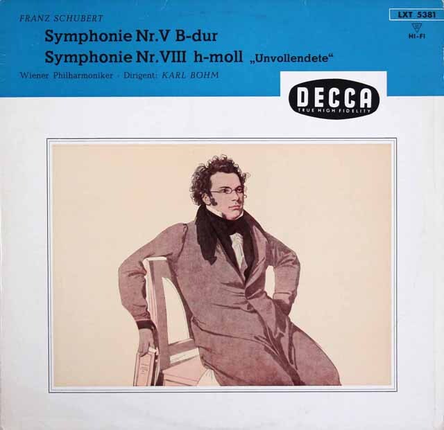 ベームのシューベルト/交響曲第5、8番「未完成」　独DECCA　3624　LP レコード