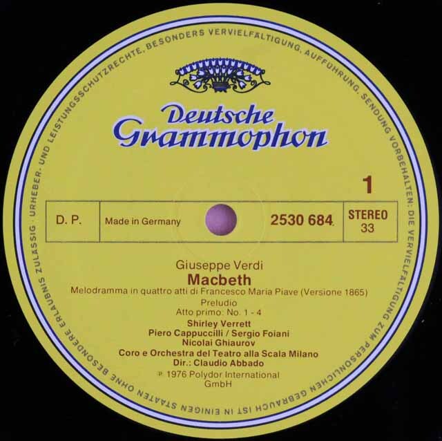 LP レコード アバドのヴェルディ/歌劇「マクベス」全曲 独DGG 3624