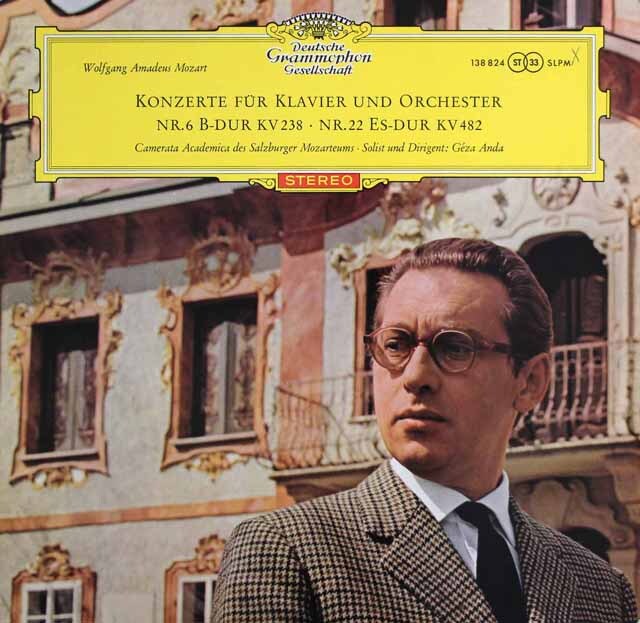【赤ステレオ、オリジナル盤】　アンダのモーツァルト/ピアノ協奏曲第6、22番　独DGG　3625　LP レコード