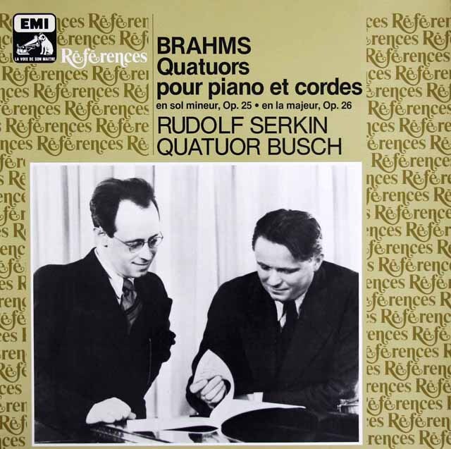 ゼルキン、ブッシュ四重奏団のブラームス/ピアノ四重奏曲第1、2番　仏EMI　3625　LP レコード