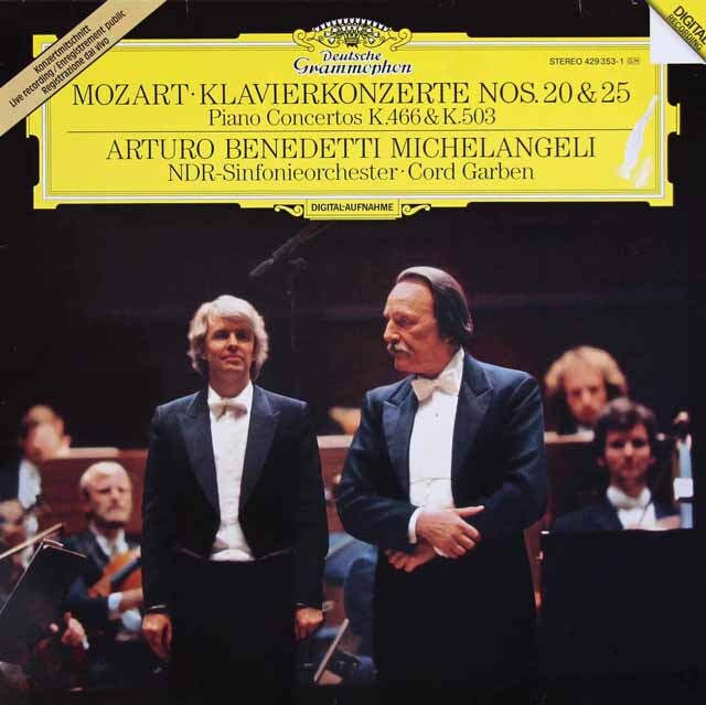 ミケランジェリのモーツァルト/ピアノ協奏曲第20、25番　独DGG　3626　LP レコード