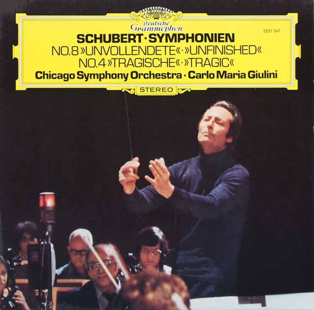 ジュリーニのシューベルト/交響曲第4番「悲劇的」、第8番「未完成」　独DGG　3626　LP レコード