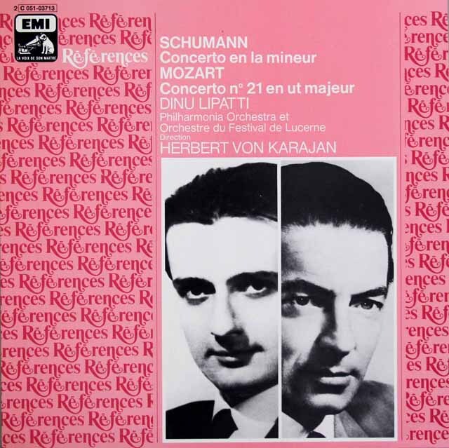 カラヤン、リパッティのシューマン、モーツァルト/ピアノ協奏曲集　仏EMI(VSM)　3626　LP レコード