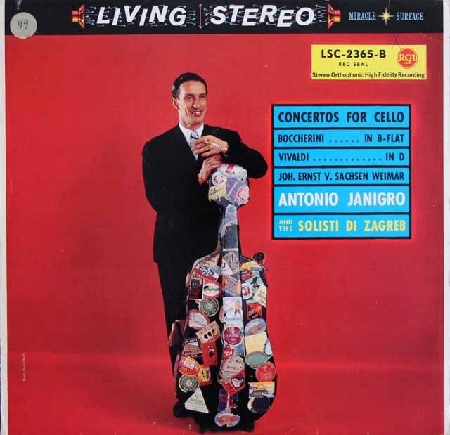 ヤニグロ、イ・ソリスティ・ザグレブのボッケリーニ、ヴィヴァルディほか/チェロ協奏曲集　独RCA　3628　LP レコード