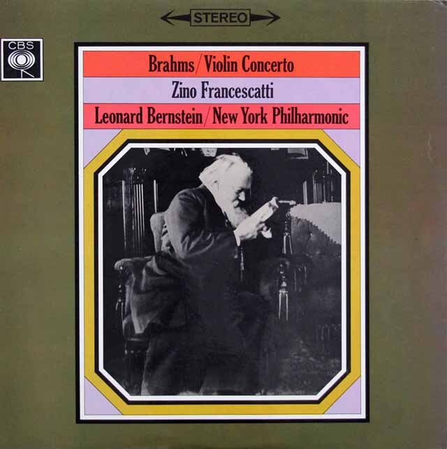 フランチェスカッティ、バーンスタインのブラームス/ヴァイオリン協奏曲　英CBS　3629　LP レコード