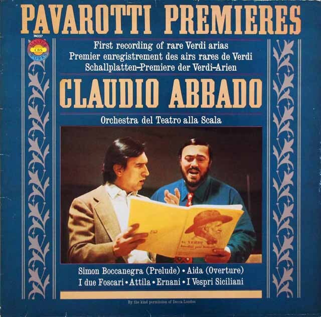パヴァロッティ、アバドのヴェルディ/オペラ・アリア集　独CBS　3629　LP レコード