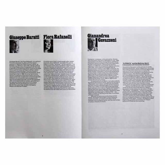 LP レコード カバリエ、ガヴァッツェーニのベッリーニ/歌劇