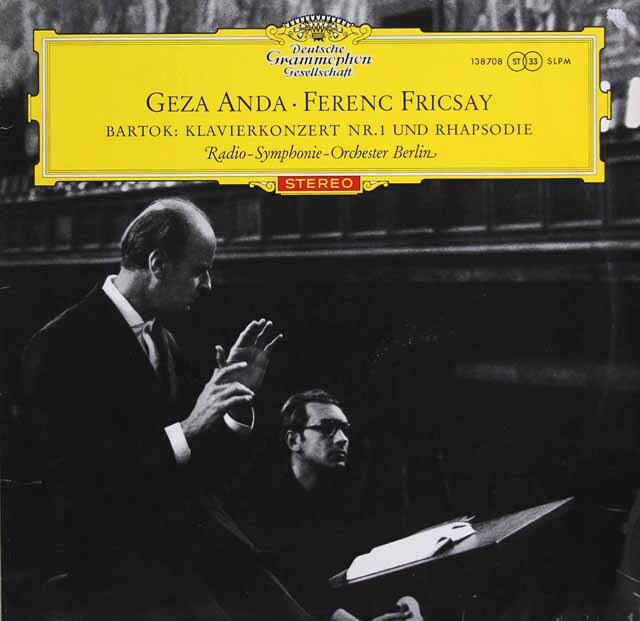 【赤ステレオ/独最初期盤】　アンダ＆フリッチャイのバルトーク/ピアノ協奏曲第1番ほか　独DGG　3630　LP レコード