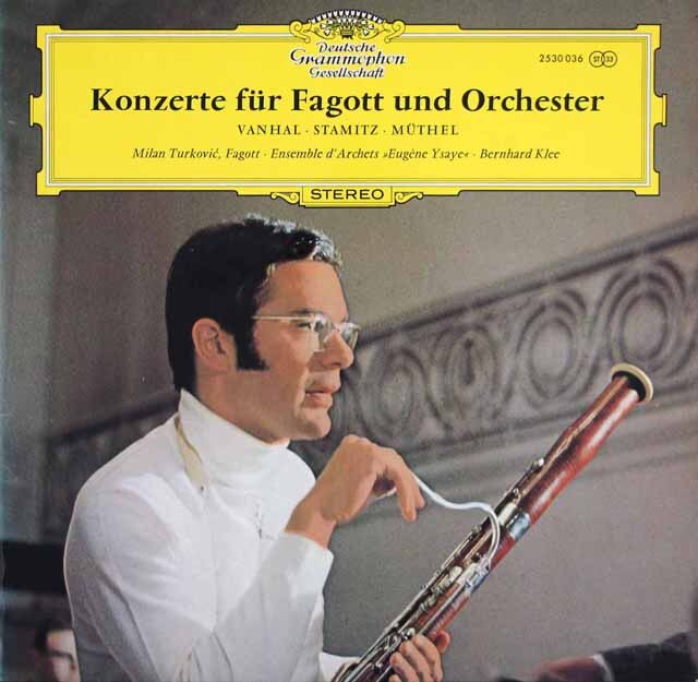 トゥルコヴィチのヴァンハル/ファゴット協奏曲ほか　独DGG　3630　LP レコード