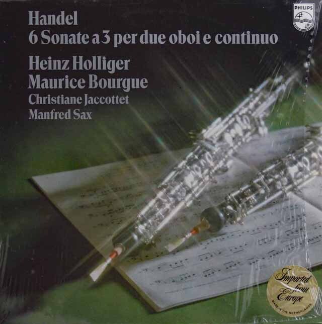 ホリガー、ブルグ、ジャコッテ、サックスのヘンデル/2つのオーボエと通奏低音のための6つのソナタ　蘭PHILIPS　3630　LP レコード