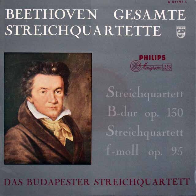 ブダペスト四重奏団のベートーヴェン/弦楽四重奏曲第13番ほか　蘭PHILIPS　3630　LP レコード