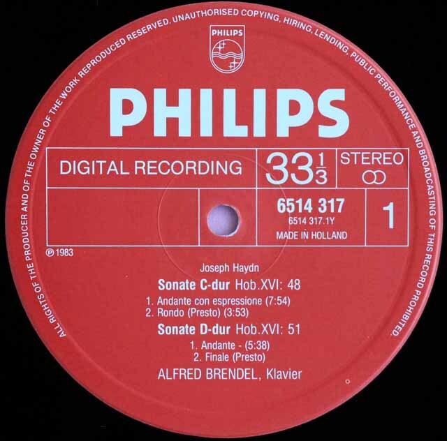 LP レコード ブレンデルのハイドン/ピアノソナタ第48、50、51番 蘭