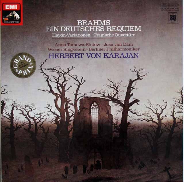 カラヤンのブラームス/ドイツ・レクイエム　独EMI　3633　LP レコード