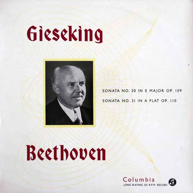 【オリジナル盤】　ギーゼキングのベートーヴェン/ピアノソナタ第30、31番　英Columbia　3633　LP レコード