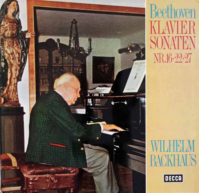 バックハウスのベートーヴェン/ピアノソナタ第16、22、27番　独DECCA　3634　LP レコード