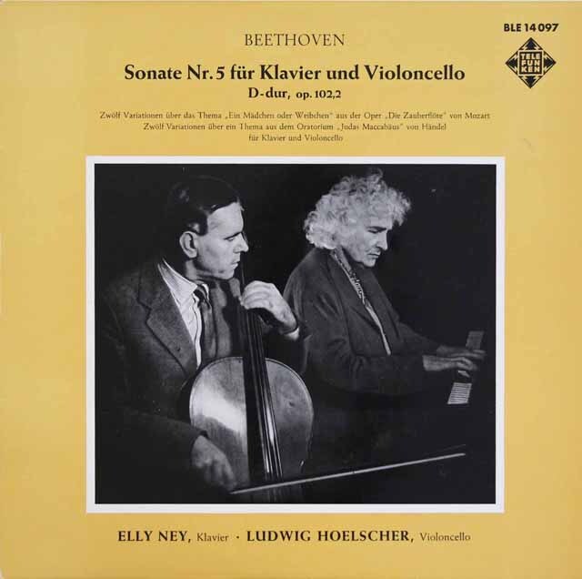 ナイ&ヘルシャーのベートーヴェン/チェロソナタ第5番ほか　 独TELEFUNKEN　3635　LP レコード