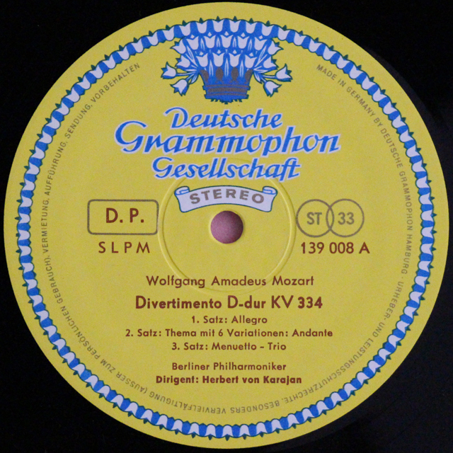 LP レコード カラヤンのモーツァルト/ディヴェルティメント第17番 独