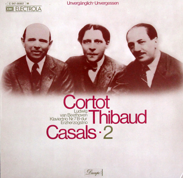 コルトー、ティボー、カザルスのベートーヴェン/ピアノ三重奏曲「大公」　独ELECTROLA　3638　LP レコード