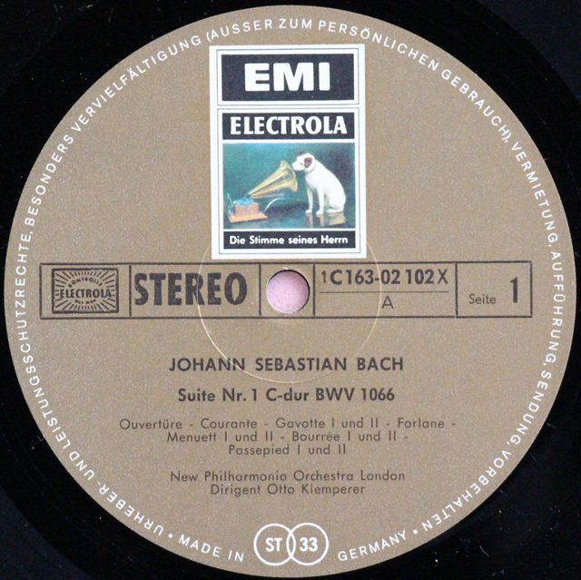 LP レコード クレンペラーのJ.S.バッハ/管弦楽組曲（全曲） 独EMI 3638