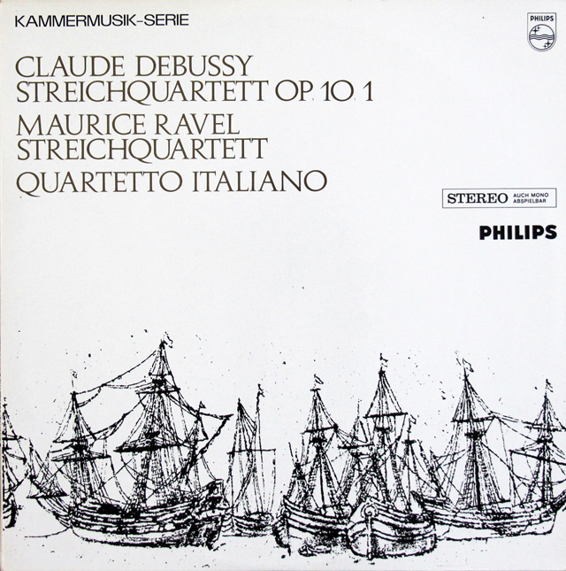 イタリア四重奏団のドビュッシー、ラヴェル/弦楽四重奏曲集　蘭PHILIPS　3639　LP レコード